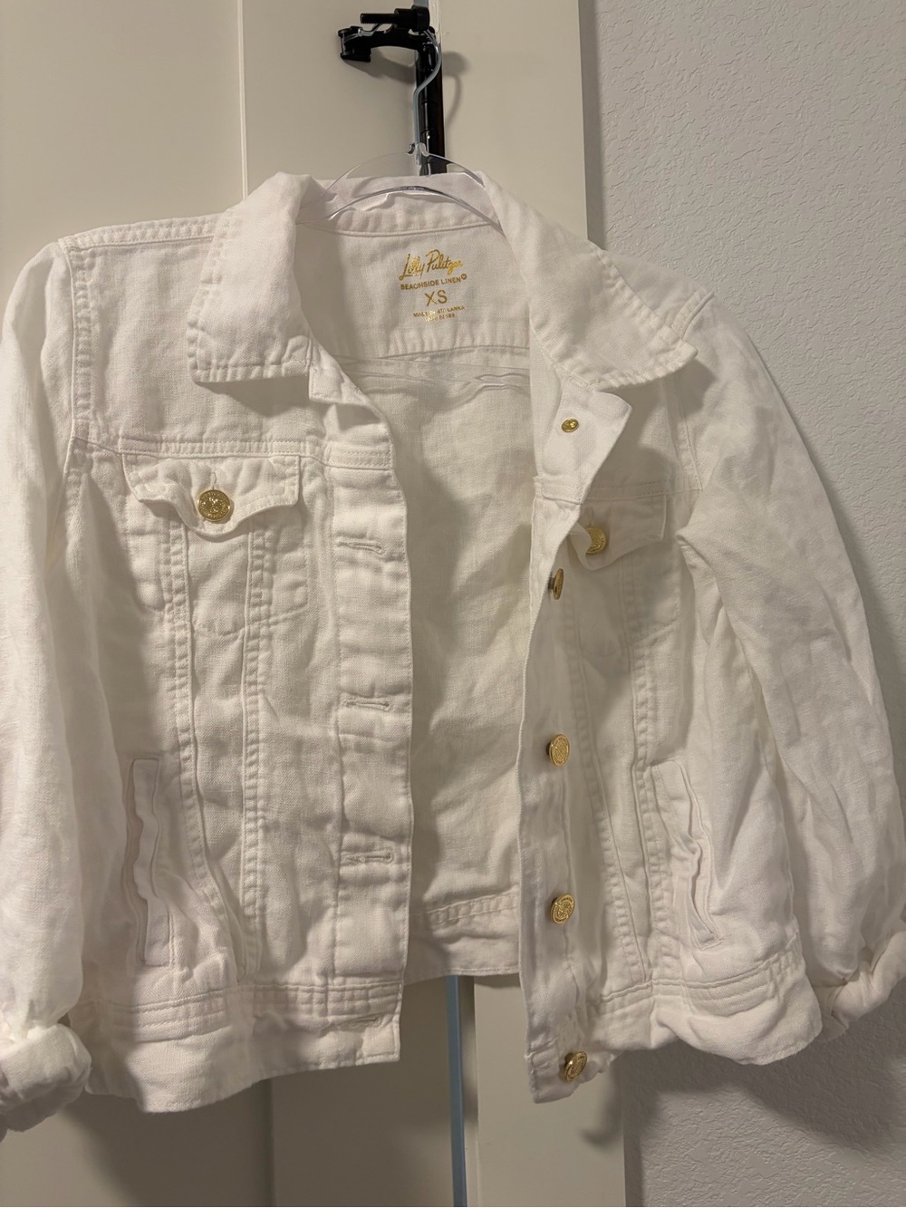 Lilly Pulitzer Seaspray White Denim Linen Jacket - XS